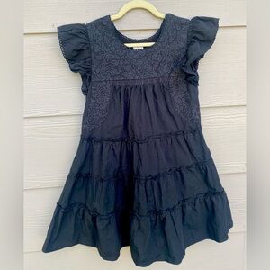 J. Marie Black Embroidered Flutter Dress